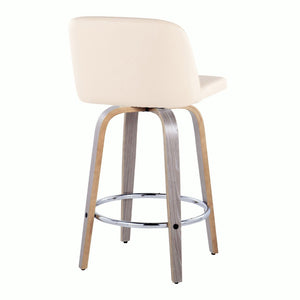 English Elm 26" Swivel Counterstools Whitewashed Wood Blue Upholstered Seat Set of 2 for Kitchen B202S00431