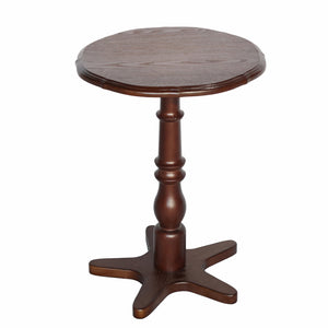 English Elm 15.75 inch Round Small End Table Vintage Wooden Pedestal Side Table with Rounded Top and Easy Assembly Walnut Brown W2295P339100