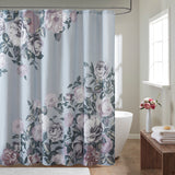 Madison Park Charisma Shabby Chic Cotton Floral Printed Shower Curtain MP70-7697 Grey