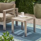 Christopher Knight Home® - Noble House - Cape Coral Outdoor Aluminum Side Table With Glass Top