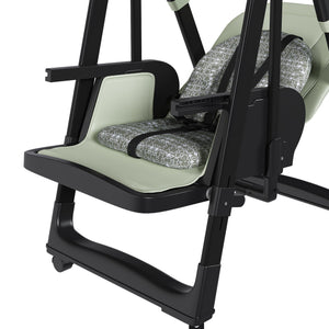 English Elm Convertible Baby High Chair to Rocker with 5-Point Harness, Foldable Feeding Seat, Quiet Wheels, Easy-Clean Tray and Adjustable Recline for Infants and Toddlers Dark Green W2699P371975