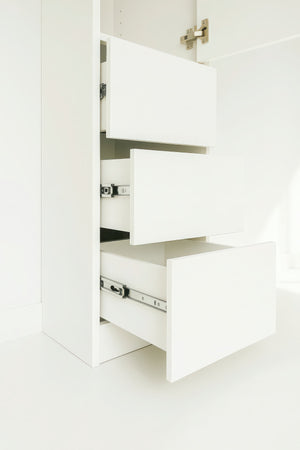 English Elm Elise Slim Modular Wood Closet Cabinet in White — Tall 108" Storage Unit with Drawers, Durable Melamine Finish B040P311966