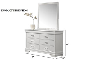 English Elm Luxury White Six Drawer Dresser with Diamond Hardware for a Glam Bedroom B011P448751