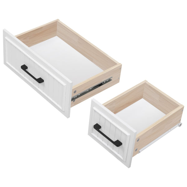 English Elm K&k Farmhouse Rolling Kitchen Island Drop Leaf Power Outlet Five Drawers Cabinet Storage White N707S263094W