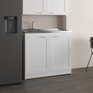 English Elm Zurich Freestanding Utility Sink with Black Cabinet Two Shelves for Laundry Garage B070S00371