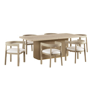 English Elm Christopher Knight Home® - 7Pcs Dining Sets - Elegant 7-Piece Modern Dining Set With Rubberwood & Upholstered Tub Chairs 73989.00ALM_N771P296162A_N771P296163A