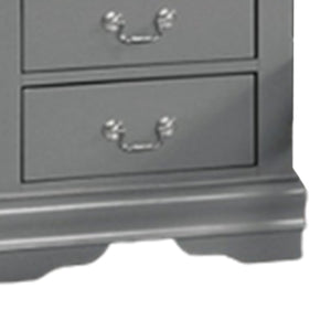 English Elm Ryla Solid Wood Two Drawer Nightstand with Dovetail Joinery and Bracket Feet in Matte Black Gray B056P416912