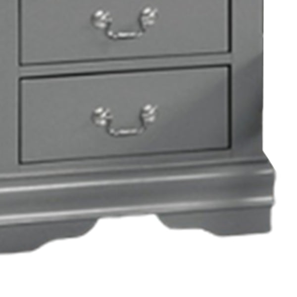 English Elm Ryla Solid Wood Two Drawer Nightstand with Dovetail Joinery and Bracket Feet in Matte Black Gray B056P416912