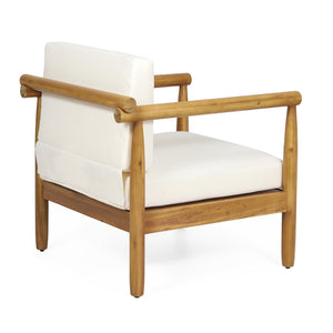English Elm Christopher Knight Home® - BONSALLO Acacia Club Chair Cream & Brown — Water‑Resistant Cushions, Slat Design, Durable Outdoor Hardwood 69825.00
