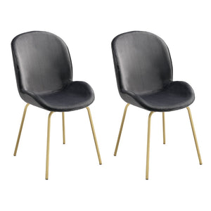 English Elm Grey and Gold Solid Back Side Chairs (Set Of 2)