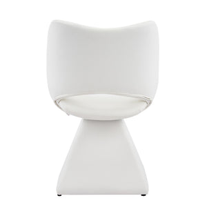 English Elm The Swivel Dining Chair with Hollow Cutout Back Faux Leather Hardwood Frame Modern White W3612P436511