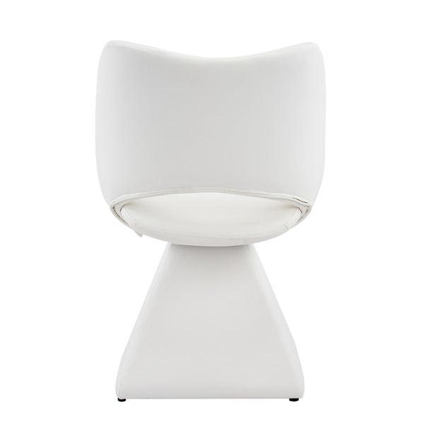 English Elm The Swivel Dining Chair with Hollow Cutout Back Faux Leather Hardwood Frame Modern White W3612P436511