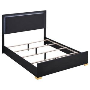 English Elm Medici Black 4-Piece Led Bedroom Set – Modern Elegance With Gold Accents & Ambient Lighting B062S01066
