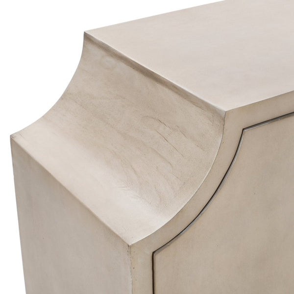 Crestview Collection Coastal Media Credenza - Elegant Solid Mango Wood Sideboard With Adjustable Shelves & Curved Design Cream Solid Wood Cvfnr4819