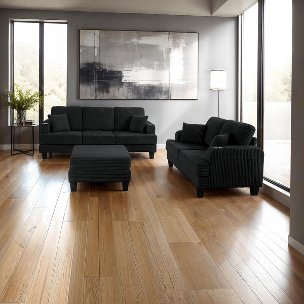 English Elm Contemporary Square Storage Ottoman with Wooden Legs — Modern Multifunctional Accent for Living Rooms Black 32 L x 32 W x 10 H B2741P391809