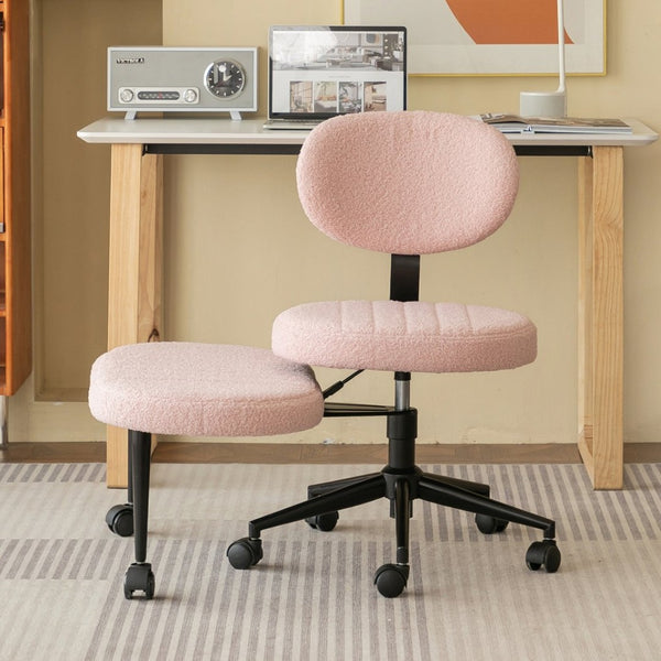 English Elm Ergonomic Cross Legged Office Chair with Lumbar Support Swivel Base and Rolling Casters Pink W3394P419036