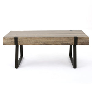 English Elm Christopher Knight Home® - COFFEE Faux Wood Industrial Coffee Table with Powder-Coated Metal Legs, Sturdy MDF Top, 43.25" L Grey 59446.00