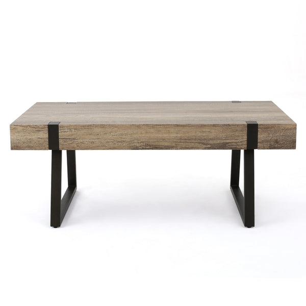 English Elm Christopher Knight Home® - COFFEE Faux Wood Industrial Coffee Table with Powder-Coated Metal Legs, Sturdy MDF Top, 43.25" L Grey 59446.00