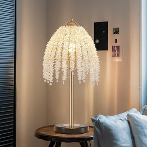 English Elm 19"(H) Elegant Crystal Table Lamp – Vintage Waterfall Design With Marble Base For Stylish Spaces W2312P368718