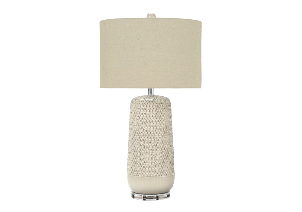 English Elm Lighting, 31" Cream Ceramic Table Lamp With Beige Shade - Contemporary Boho Accent For Any Room B2710P220072