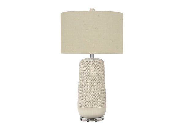 English Elm Lighting, 31" Cream Ceramic Table Lamp With Beige Shade - Contemporary Boho Accent For Any Room B2710P220072