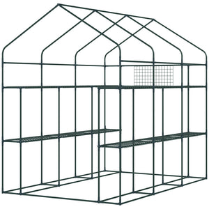 English Elm Outsunny Walk-in Lean-to Greenhouse with Pe Cover Roll-up Window and Ground Stakes W2225P217965