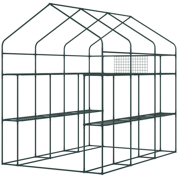 English Elm Outsunny Walk-in Lean-to Greenhouse with Pe Cover Roll-up Window and Ground Stakes W2225P217965