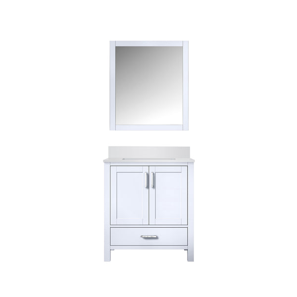 English Elm White Bath Vanity 30 in. W with White Quartz Top, Soft-Close Drawer, Mirror Included, Durable Finish B2731S00672