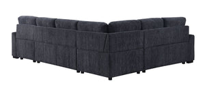 English Elm Multi Functional L Shaped Sectional Sofa with Sleeper and Hidden Storage Chaise Dark Gray B2730S00055