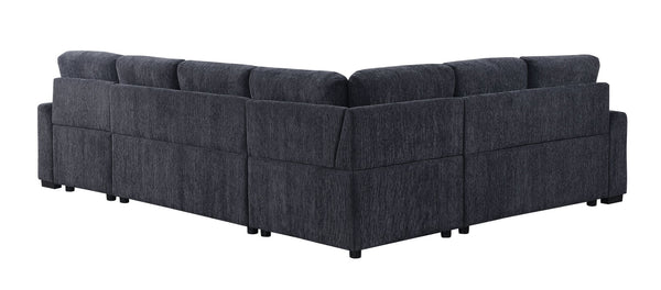English Elm Multi Functional L Shaped Sectional Sofa with Sleeper and Hidden Storage Chaise Dark Gray B2730S00055
