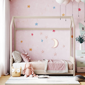 English Elm Twin House Bed Velvet Upholstered Peaked Roof Frame for a Cozy Kids Bedroom LP100125AAA
