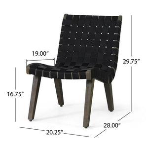 English Elm Outdoor Acacia Hardwood 3 Piece Patio Set with Woven Rope Strap Lounge Chairs 70913.00BLK2-62266.00GRY