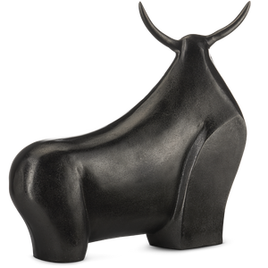Ferdinand Bull Sculpture - Striking Contemporary Art in Patina-Finished Cast Aluminum, 20" High