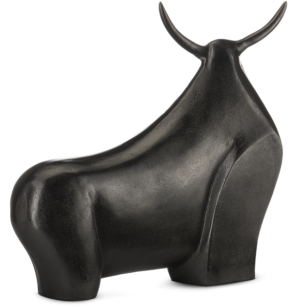 Ferdinand Bull Sculpture - Striking Contemporary Art in Patina-Finished Cast Aluminum, 20" High