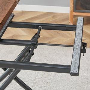 English Elm Table And Chair Set - Modern Adjustable Lift-Top Design, Walnut Mdf With Black Metal Legs & 4 Chairs W1151S03776-GIGA