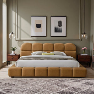 English Elm Roswell Vegan Leather King Platform Bed Biscuit Tufted Headboard Modern Bedroom B183S00211