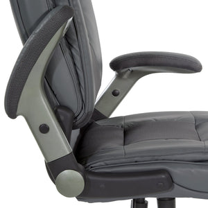 OSP Home Furnishings Exec Bonded Leather Office Chair with Lumbar Support Flip Arms and Pneumatic Height Adjust ECH52607-EC42