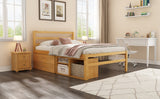 English Elm Full Size Wood Platform Bed With Removable Storage Shelves, Built-In Two Storage Drawers For Added Convenience, Natural