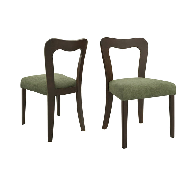 English Elm Christopher Knight Home® - Dining Chair Modern Set of 2 with Rounded Back and Upholstered Seat on Durable Rubberwood Frame Dark Brown,Green N771P254007L