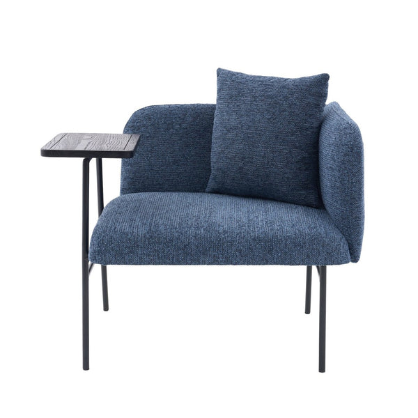 English Elm Leisure Linen Accent Chair with Built-in Side Table Pockets and Lumbar Pillow Modern Navy W395P453310