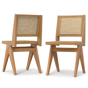 English Elm Regina Dining Chair Set Of 2 - Mid-Century Modern Design With Woven Cane, Solid Wood & Easy Assembly B136P266919-GIGA