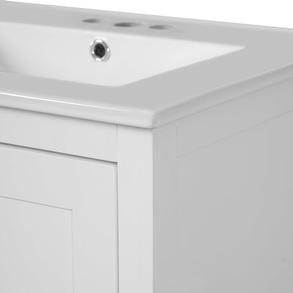English Elm 24-inch Modern Bathroom Vanity with Ceramic Sink, Soft-Close Doors, Drawer Divider & Ample Storage White N729P299440K