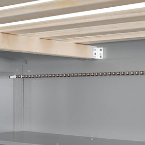 English Elm Full Loft Bed with Integrated Wardrobe Desk Shelving and Led Lighting for Teen Rooms Grey LT000927AAE