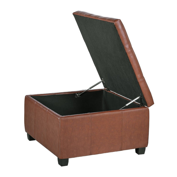 English Elm Richmond Faux Leather Lift Top Storage Ottoman with Mid Century Rosewood Legs N767P360604C