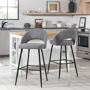 O Upholstered Bar Stool Charcoal OOOD4DCL Walker Edison