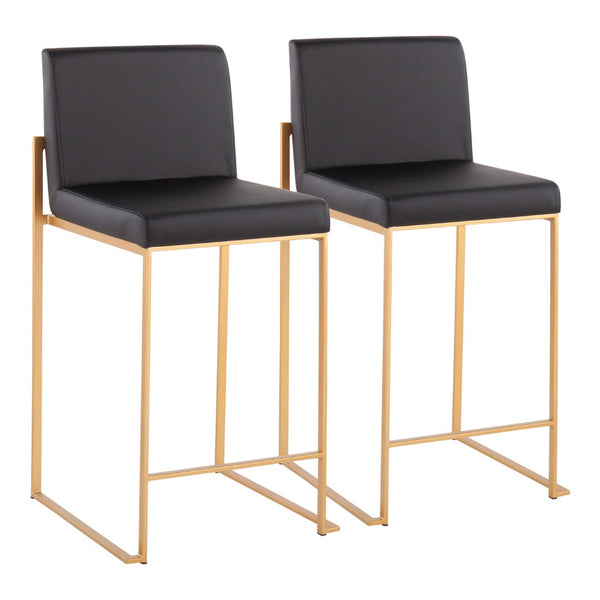 English Elm Contemporary High Back Upholstered Counter Stools with Steel Frame for Kitchen Island Black B202P221940