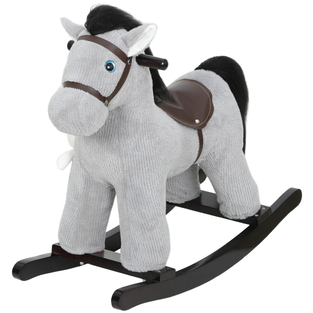 English Elm Kids Plush Rocking Horse with Sound Effects Soft Pp Cotton Toddler Ride on Toy T3971P442126