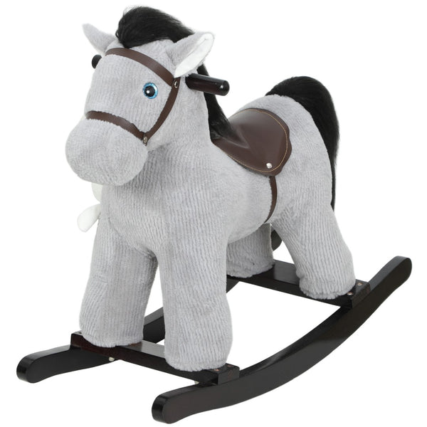 English Elm Kids Plush Rocking Horse with Sound Effects Soft Pp Cotton Toddler Ride on Toy T3971P442126