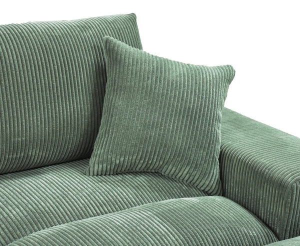 English Elm Sectional with Ottomans Low Profile Modern Minimalist Sofa for Open Living Rooms Dark Green B2748S00092