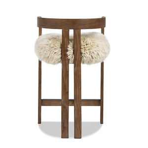 English Elm Millwick Sheepskin Fur Counter Stool Solid Ash Wood Frame Farmhouse Kitchen Seating B2719P479033